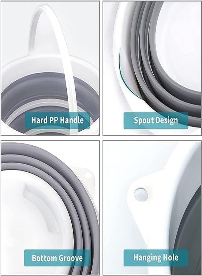 JAMBUVANTI دلو سيليكون قابل للطي من جامبوفانتي لغسيل السيارات في الهواء الطلق في المنزل، دلو بلاستيكي أنبوبي متعدد الألوان قابل للطي لتوفير المساحة، مناسب للتخييم والشاطئ والرمل والماء، متعدد الألوان (5 لتر) - Image 2